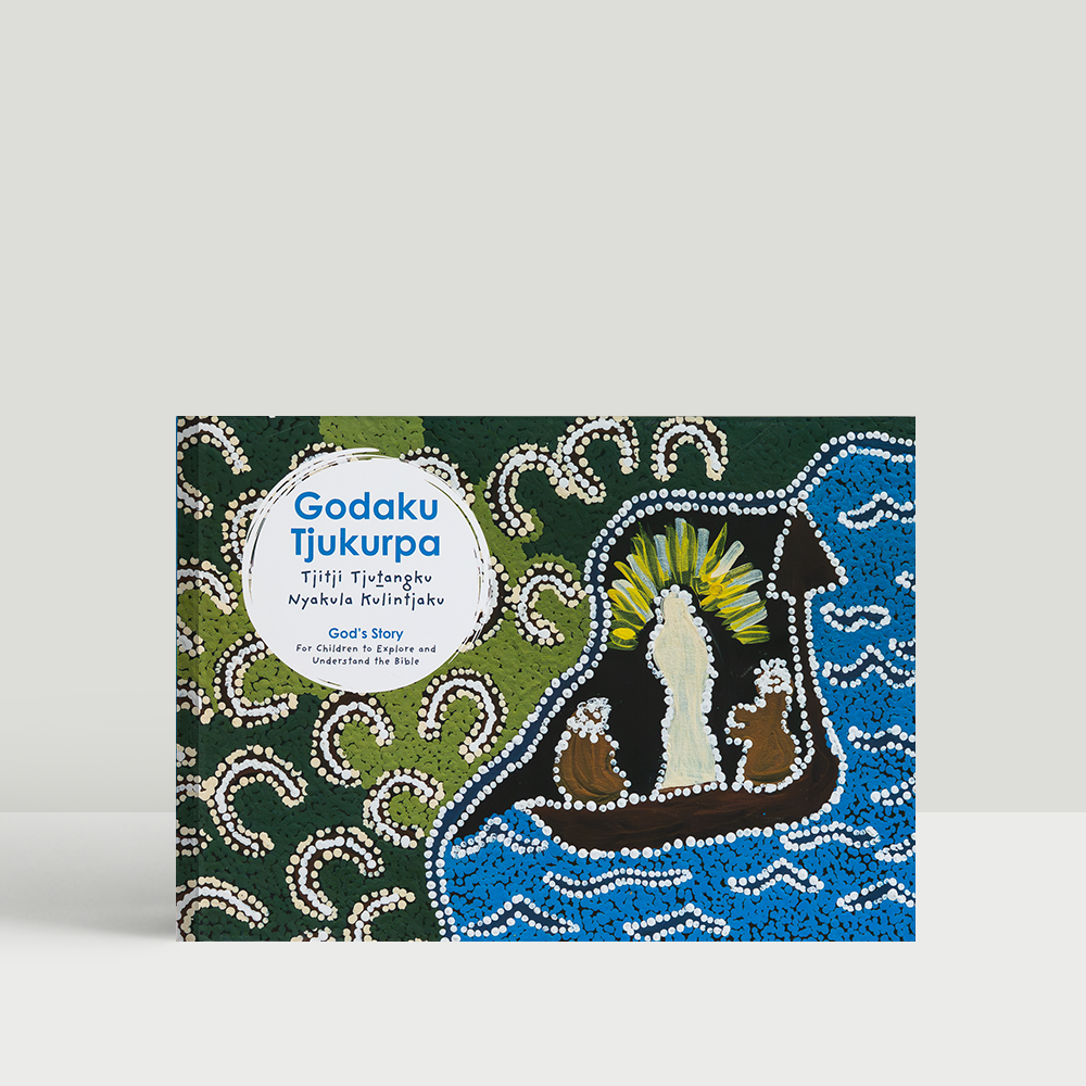 Godaku Tjukurpa (God’s Story) Art Bible in Pitjantjatjara and English. Beautiful original artworks ideal for teaching children God’s Story. 